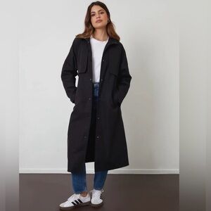 L.L. Bean Black Hooded Trench Coat